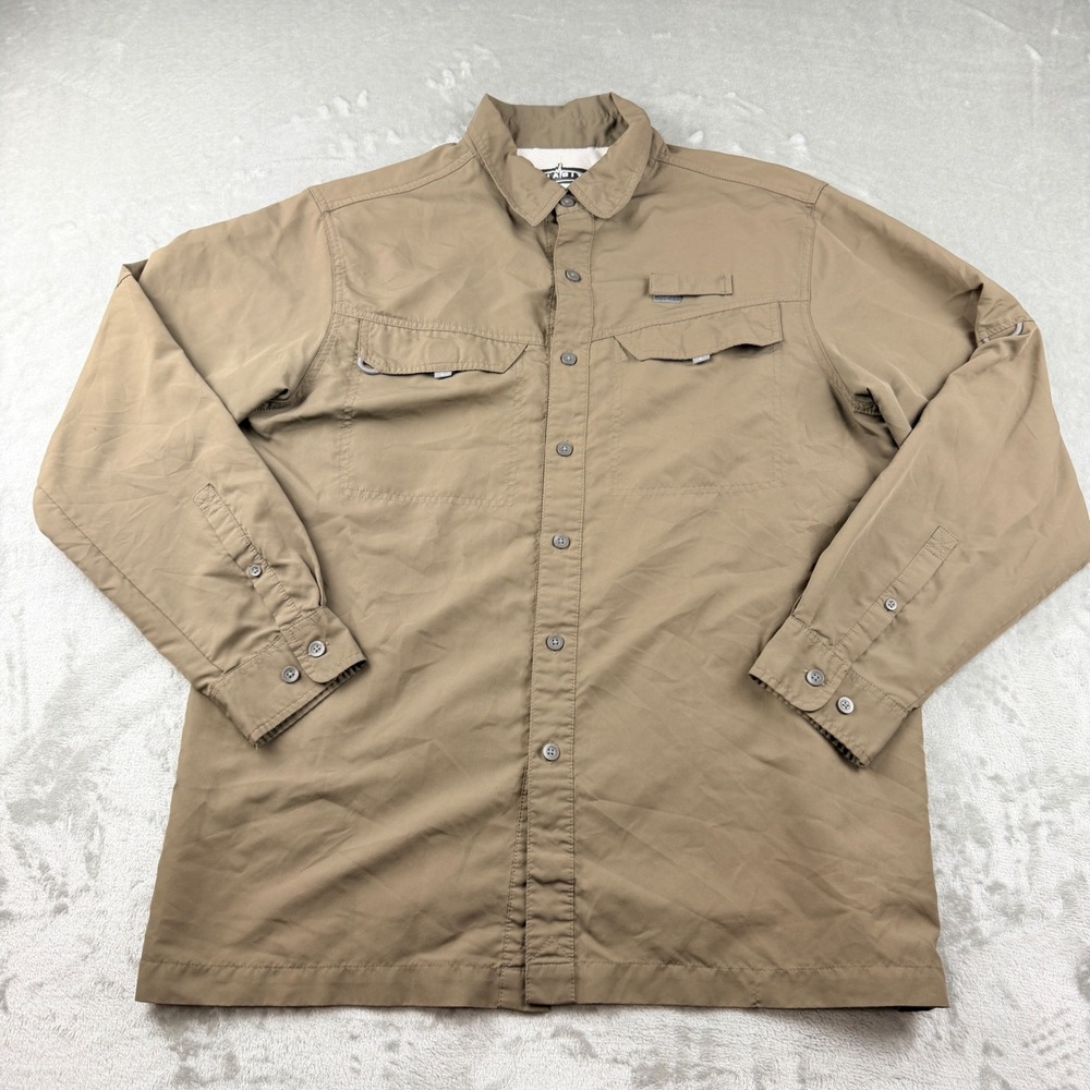 Habit Men's Medium Long Sleeve Fishing Shirt Brown TS1156 Solar Factor 40+